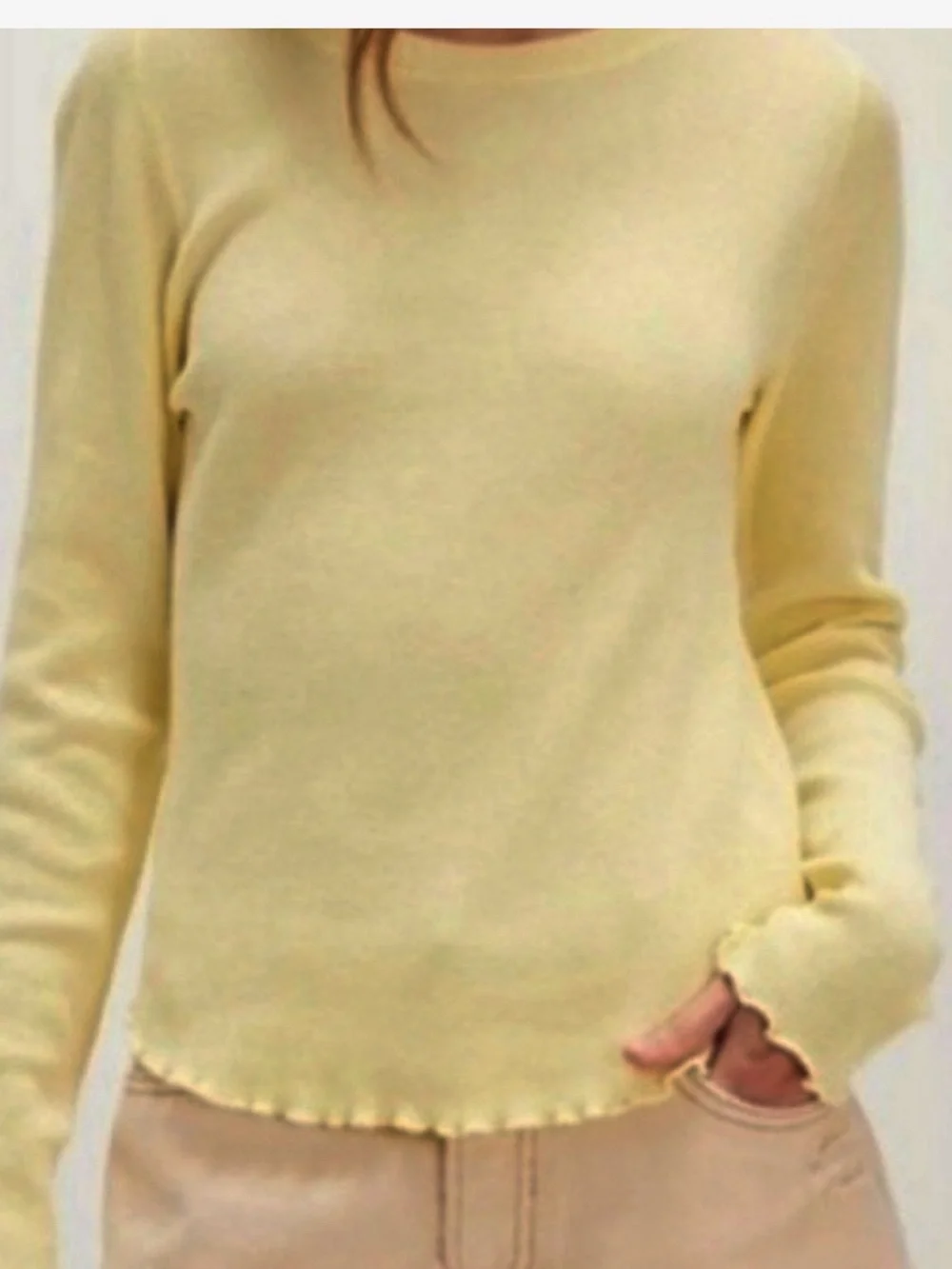 FREE PEOPLE EASY DOES IT THERMAL TOP LEMON YELLOW MEDIUM